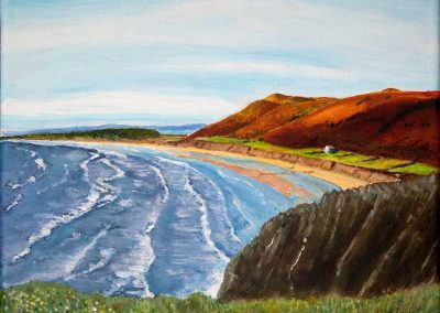 'Rhossilli Beach South Wales' - Private Collection. Acrylic on Canvas. 30 x 25cm.